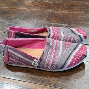 GUC Tom's Pink/Gray Slip-on Shoes 7.5